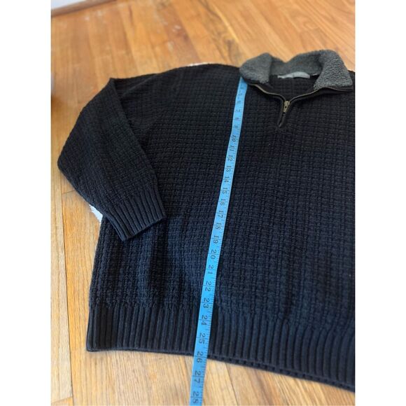 Oscar de la Renta Quarter Zip Sherpa Collar Waffle Sweater XL - Picture 6 of 7